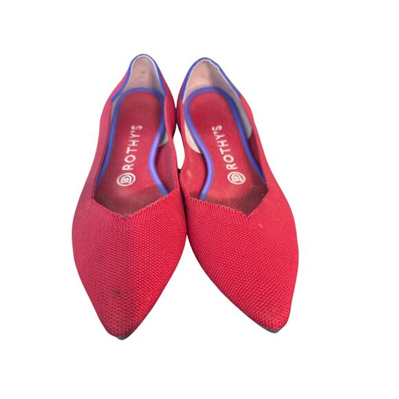Rothy's The Point Women’s 8.5 Chili Red Knit Fabric Ballet Flats Slip On Shoes R - Picture 2 of 5